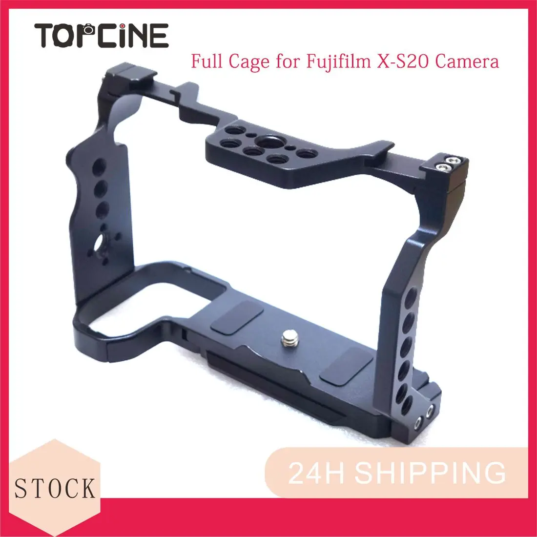 Topcine XS20 Cage for Fujifilm X-S20 Camera with Cold Shoe Mount on Top and Multiple 1/4 3/8 Thread Holes for Accessories Attach