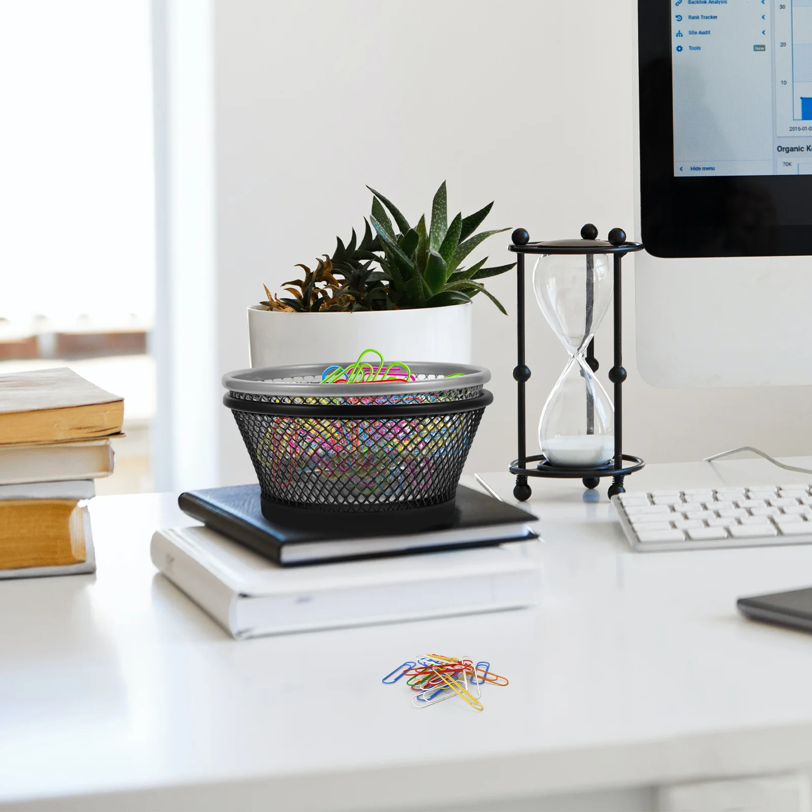 2pcs Practical Paper Clips Holder Desktop Paperclip Container Metal Desk Storage Bucket multifunctional holder