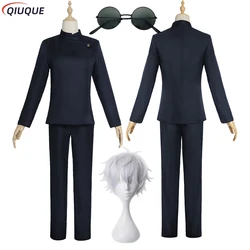 Dark Blue High School Gojo Satoru Cosplay Costume Wig Glasses Anime Jujutsu Kaisen Cosplay Halloween Outfit Suit for Men
