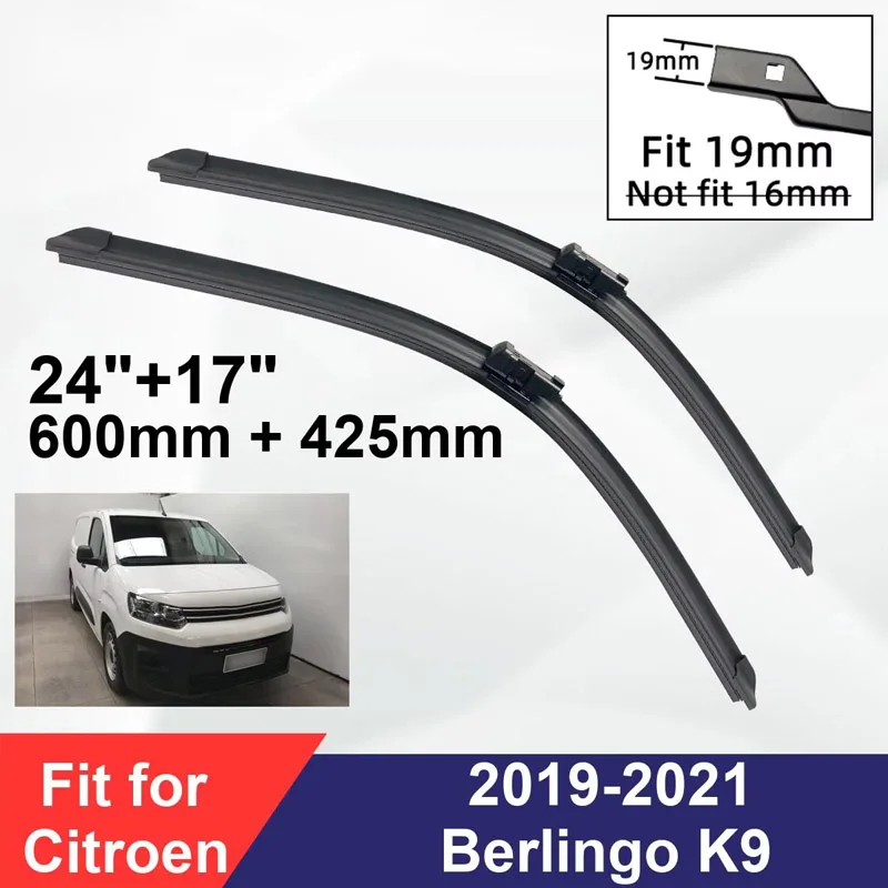

For Citroen Berlingo B9 2008-2018 Front Wiper Blades Boneless Frameless Rubber Cleaning