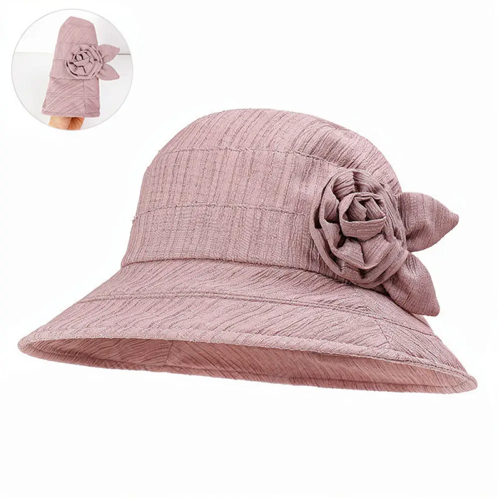 Sun Protection Bucket Hat For Elderly Ladies Foldable Breathable Summer Cap Lightweight Outdoor Casual Visor