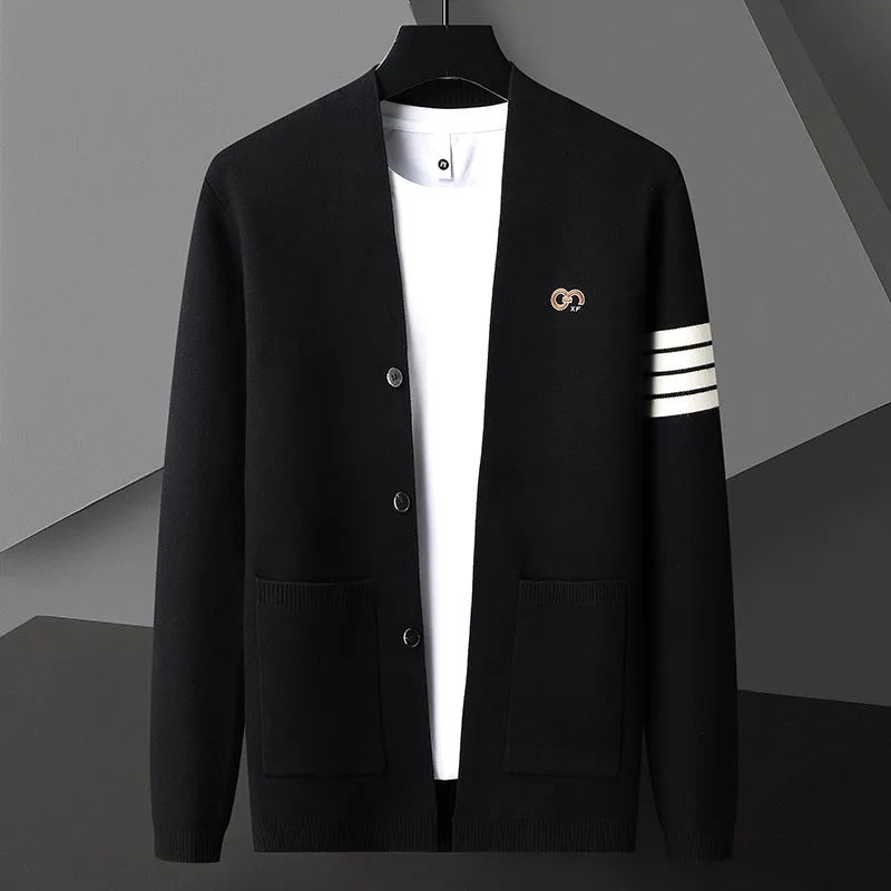 

2023 Fall Winter Brand Korean Luxury Clothing For Men Fashion Harajuku Knit Coat Jacket Men's Soft Warm Handsome Casual Cardigan
