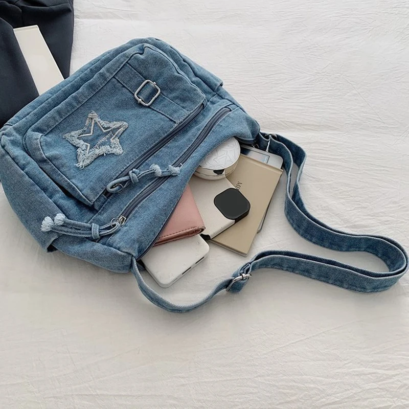 

Richme Denim Pockets Women Bags 2025 Fashion Casual Ladies Vintage Crossbody Shoulder Bag Designer Daily Commute Bolso Mujer