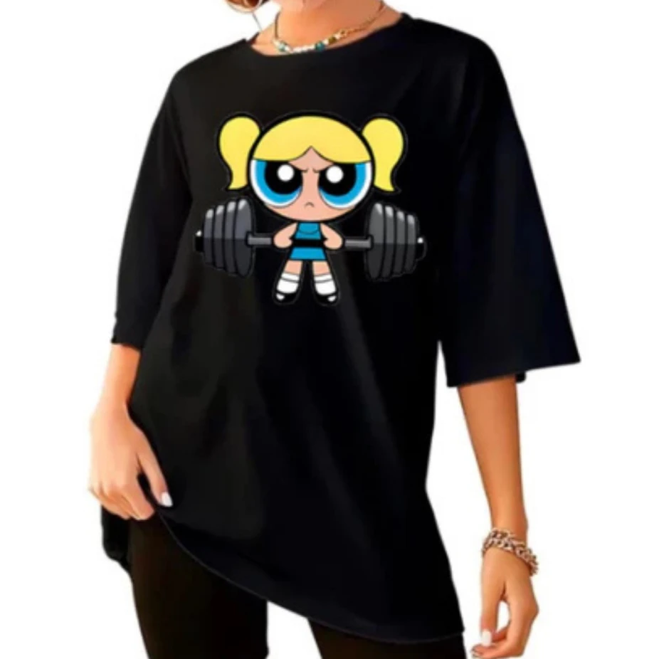 Girls Super Powerful Blouse Training Printed Women's T-shirt Casual Streetwear Tops Academy Gym Fitness Summer Women's Clothing