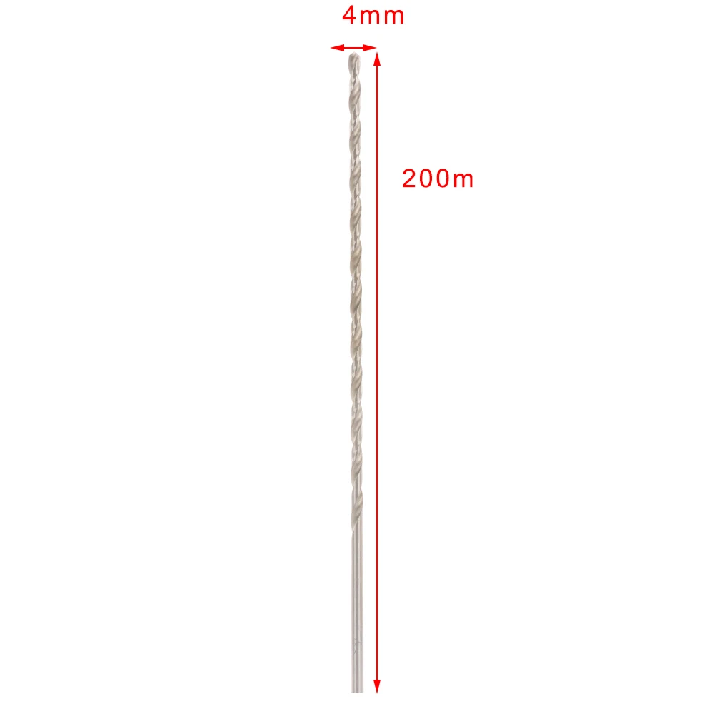 4mm Diameter 200mm Length For Plastic / Metal /Wood Drilling Extra Long HSS Straight Shank Auger Twist Drill Bit Set