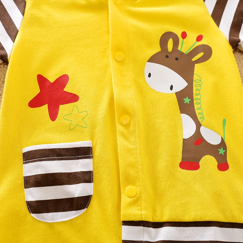 Summer Boys And Girls Cute Cartoon Giraffe Printed Cotton Comfortable Short Sleeve Bodysuit