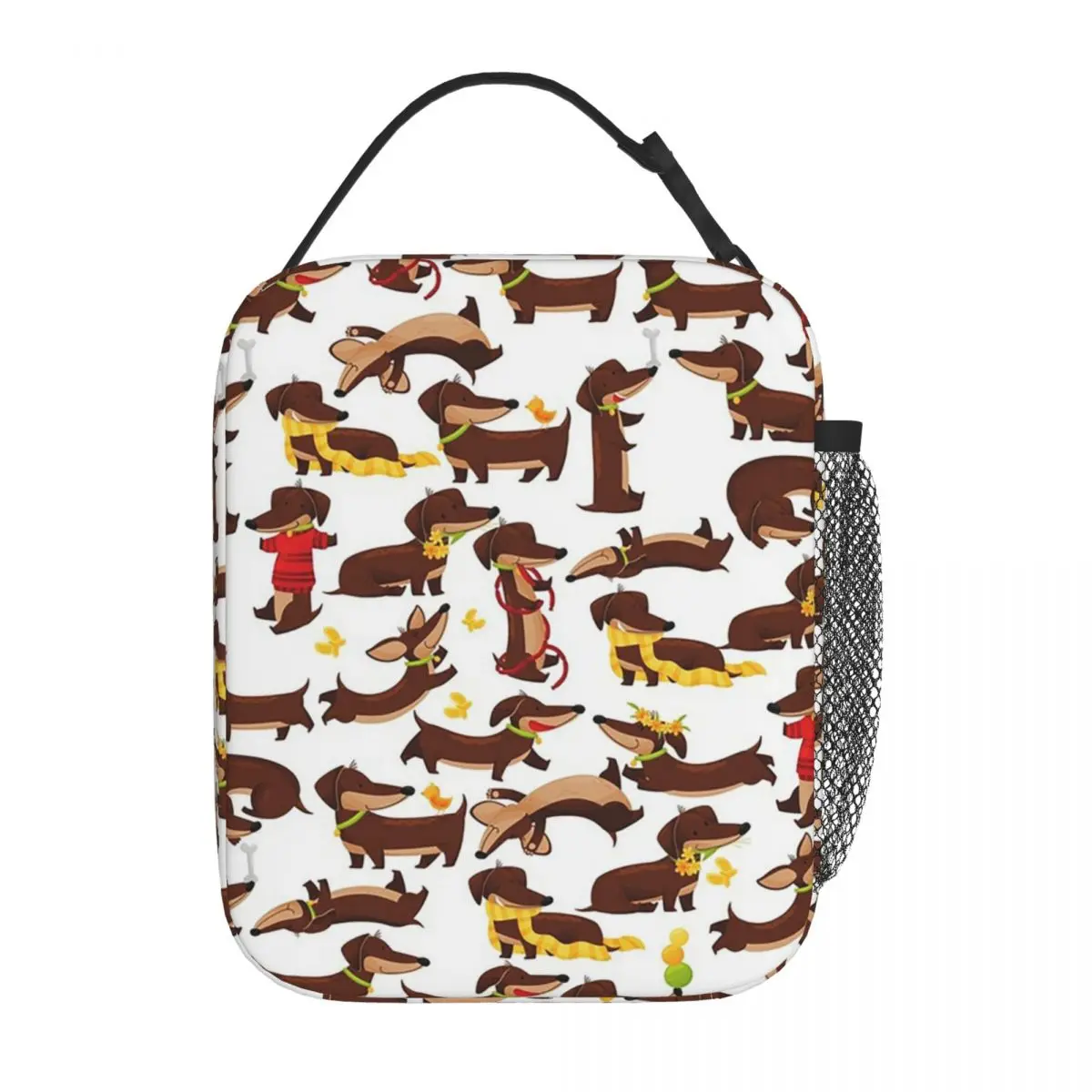 Funny Dachshund A Cute Cartoon Dog Pattern Insulated Lunch Bag for Women Kids Leakproof Food Boxes Thermal Lunch Box Tote
