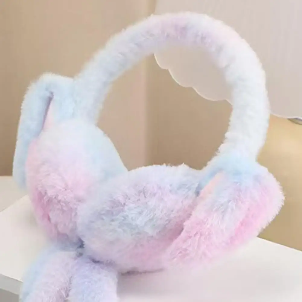 Plush Bunny Ears Headband Girls Plush Earmuffs Plush Rabbit Earmuffs with Moving Jumping Ears Gradient Color Soft for Women