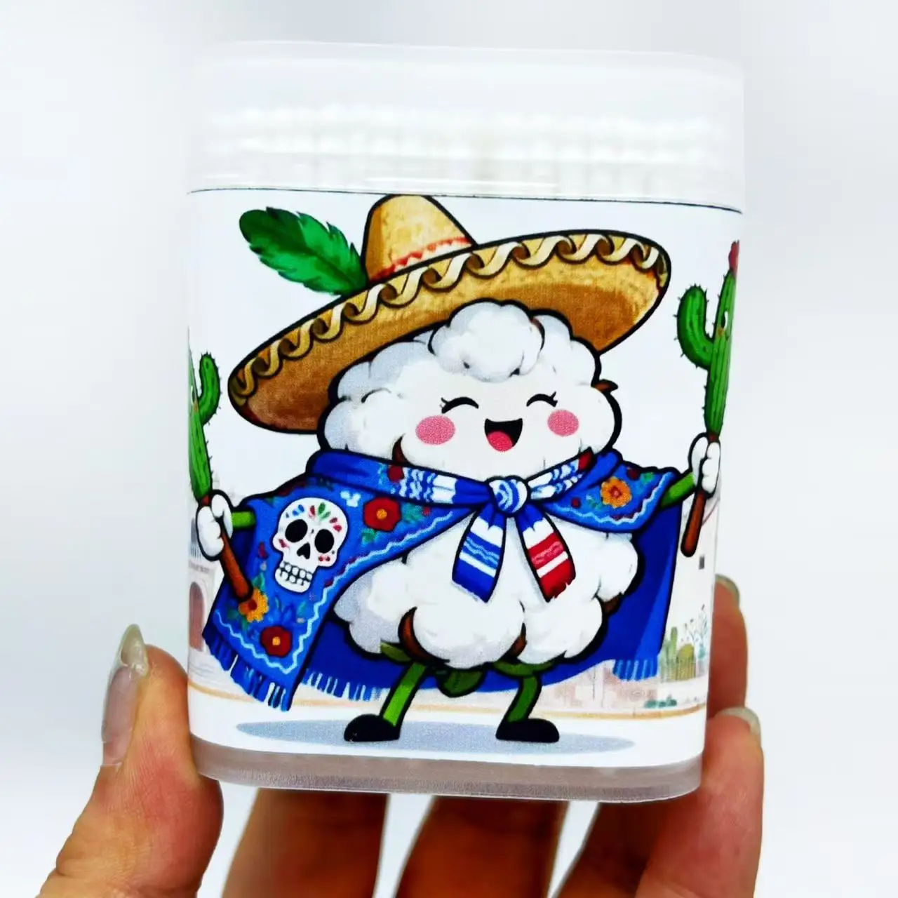 400개 멕시코 테마 양면 면봉, 창의적인 멕시코 시리즈 면봉, 흰색 얇은 원형 면봉