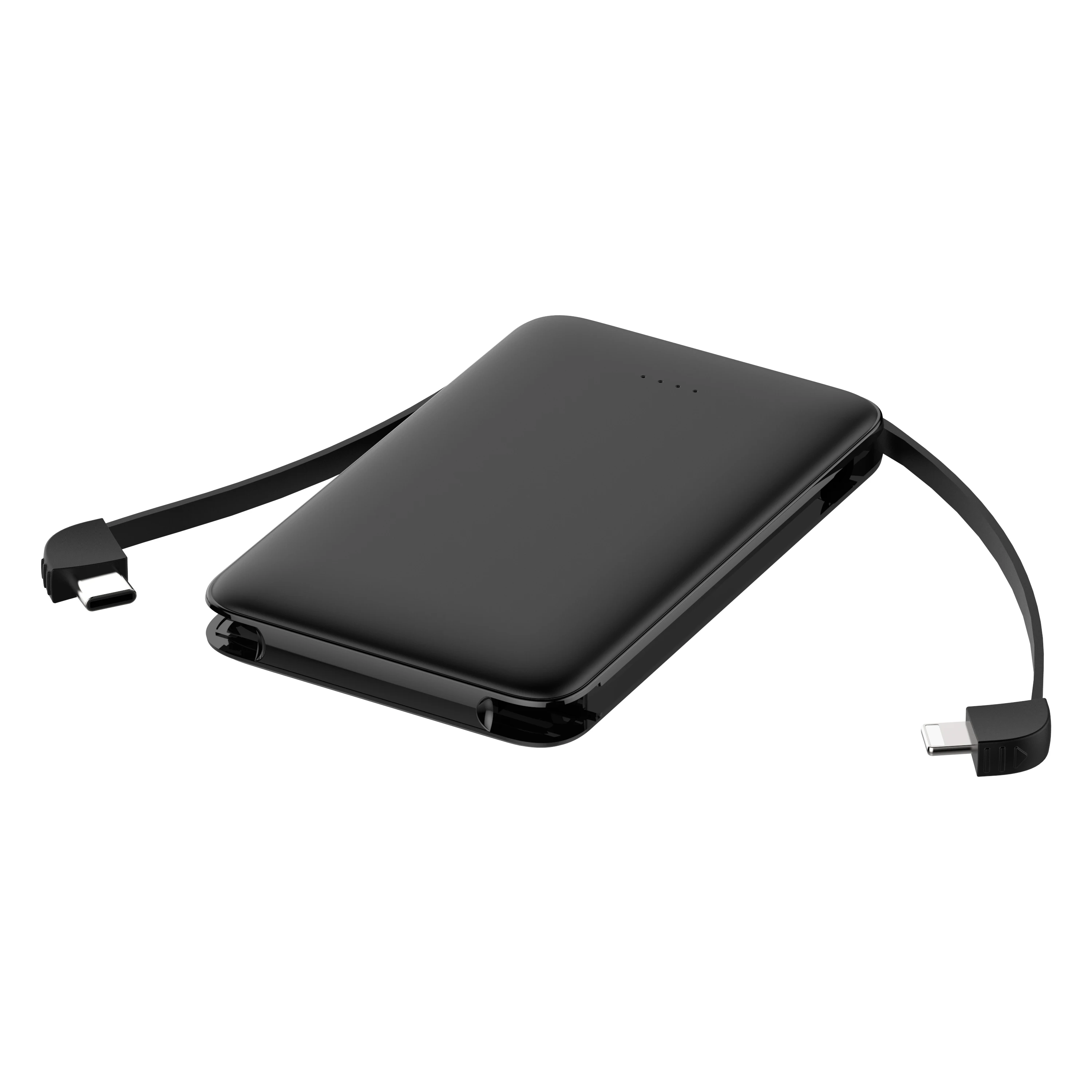 Ultra-thin Power Bank 5000mAh Built-in Cable Phone External Battery Powerbank Charger for Xiaomi Poco iPhone Samsung iPad