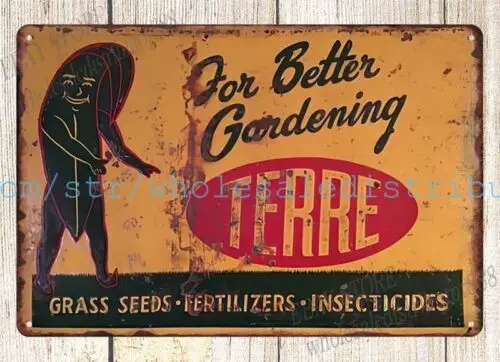 Terre Grass Seed Fertilizer Insecticide For Better Gardening metal tin sign