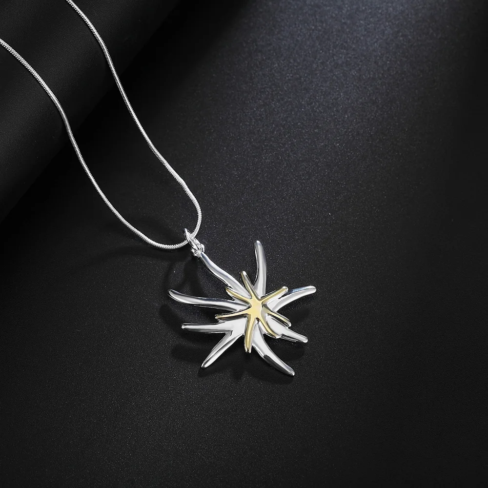 40-75cm 925 Sterling Silver Charm Big Starfish Flower Necklace For Women Fashion Party Wedding Jewelry Christmas Gifts