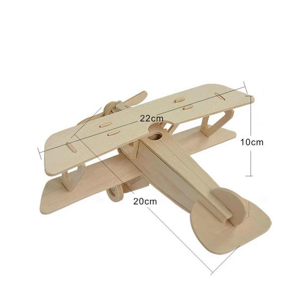 Wooden DIY Jigsaw Puzzle Handmade Assemble Painting Airplane Plane Model Toys for Kids Handicraft Flying Assemble (Wood Color)