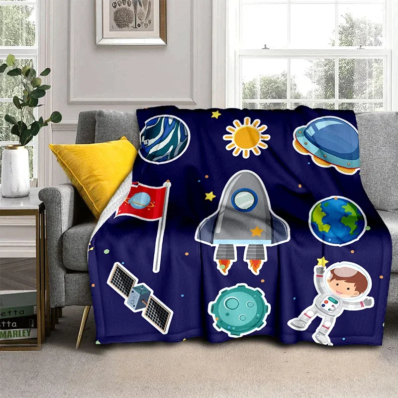 Astronot Karikatür Anime Desen Manta Çekyat Örtüsü Yumuşak Battaniye Ekose Yumuşak Sıcak Pazen Atmak Öğle Arası Battaniye Hayranları Gif