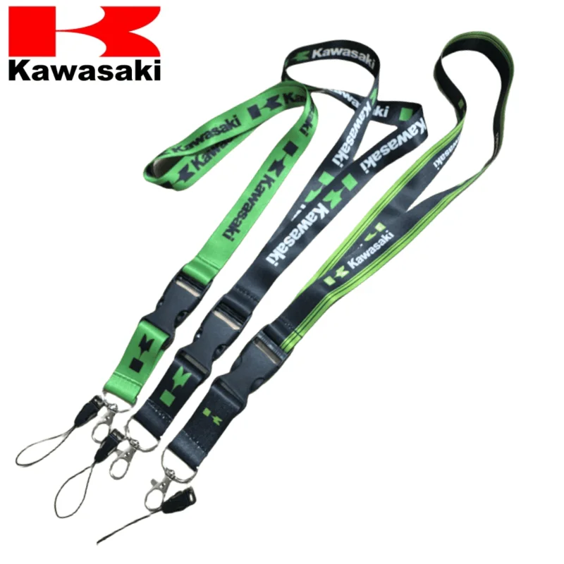 1pcs Double-sided Thermal Printing buckle work lanyard car keychain for Kawasaki auto pendant Unisex gift Racing key rings