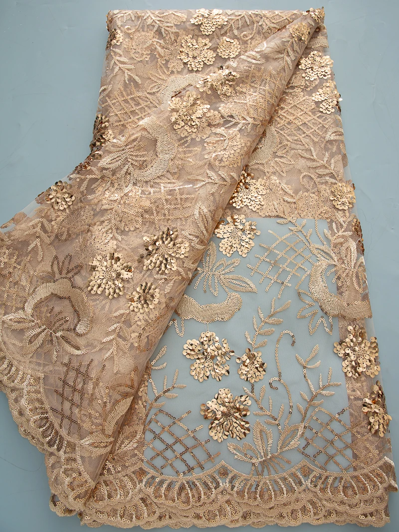African Mesh Net Lace Fabric Sequins Nigerian French Tulle Lace Fabric 2025 High Quality For Women Wedding Party Dress Sew A3330
