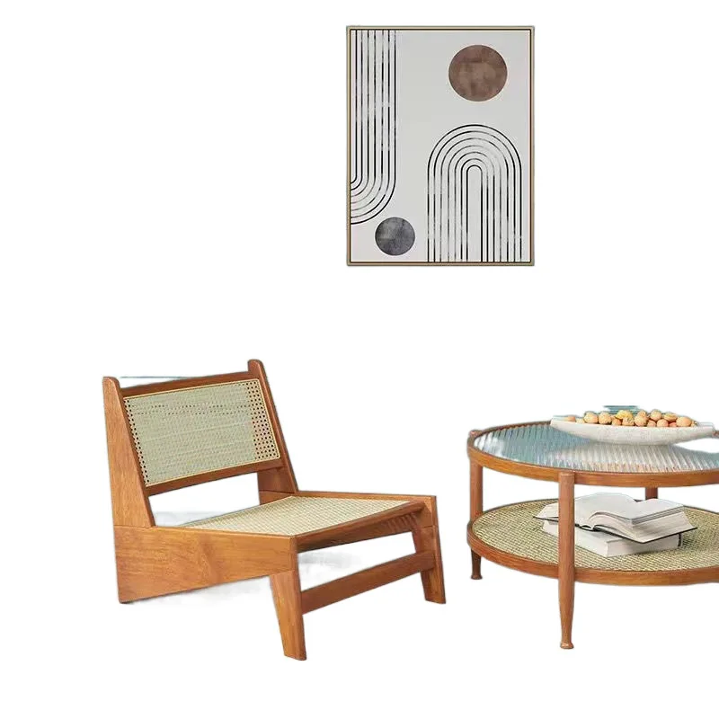 

Family recliner, solid wood homestay single leisure, balcony rattan sofa chair