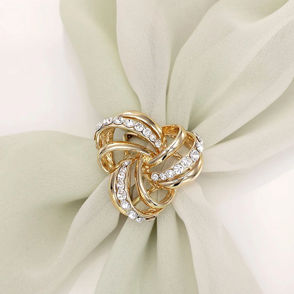 Clothes Corner Knot Button CZ Multi-Ring For Women Shirt Hem T-shirt Zircon Scarf Buckle Clothing Decoration Jewelry Accessories