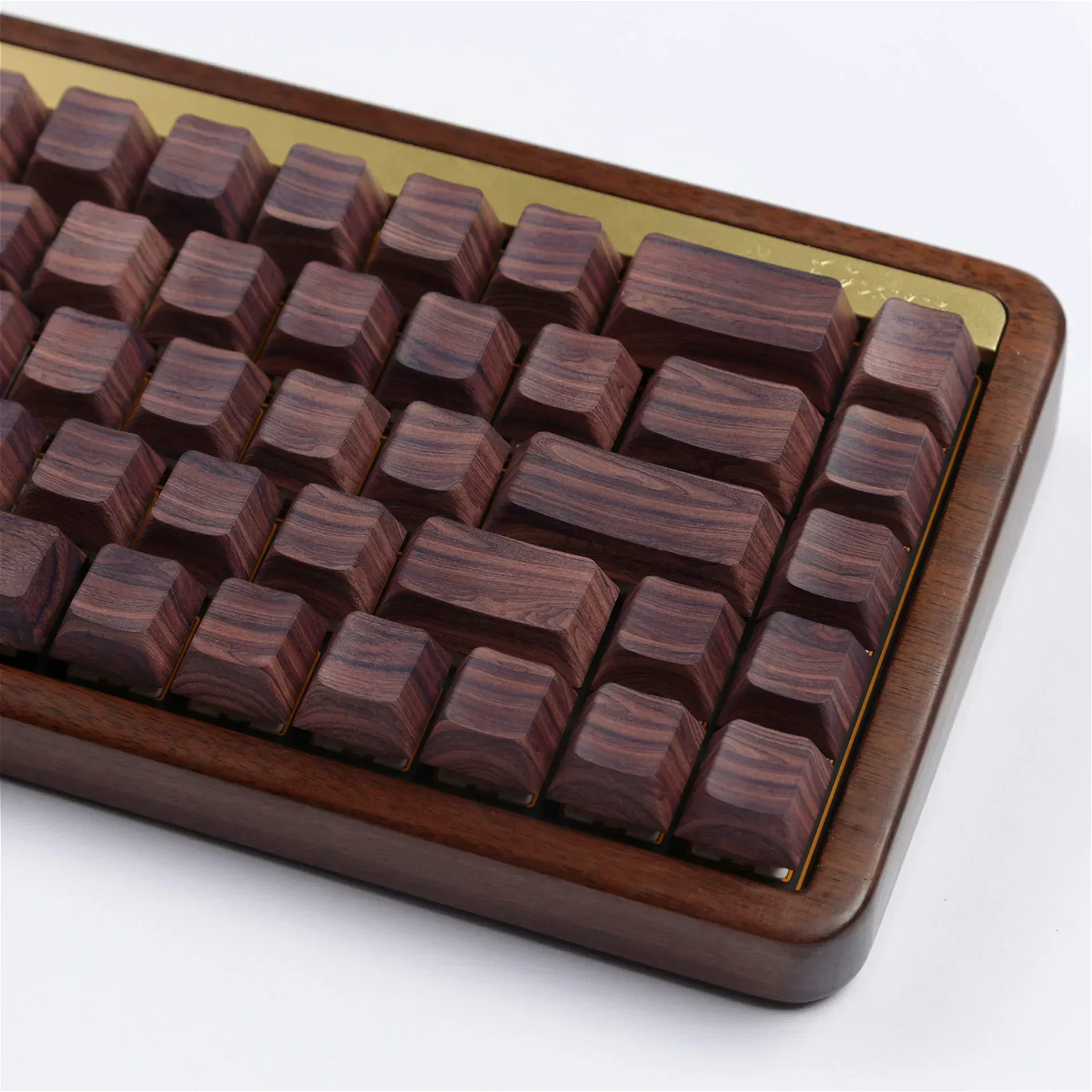 Woodgrain Cherry Keycap Set PBT 126 Keys Personalized Side-engraved Translucent for 60/64/84/98/108 Mechanical Keyboards