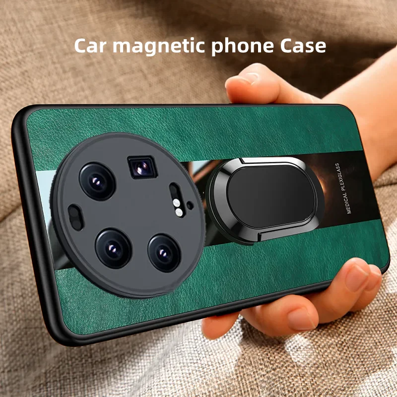 Magnetic Ring Stand Holder Case For Xiaomi 13 Ultra 13T Pro Luxury Leather Shockproof Bumper Cover For MI 13Pro 13 Lite 14 Pro