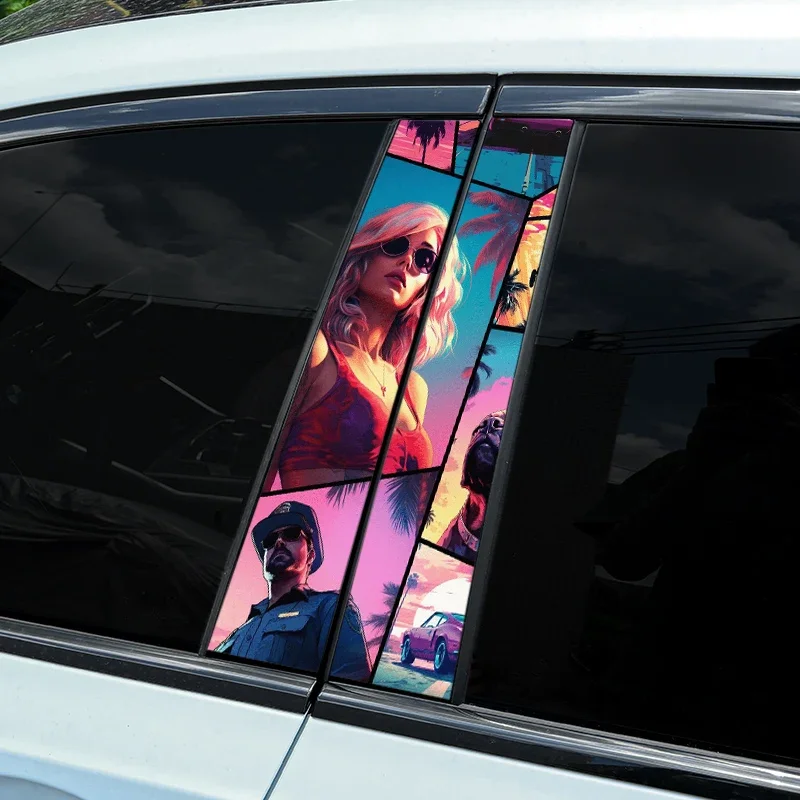 ملصقات Vice City GTA ، شارات فينيل ، عمود مركز السيارات المقاوم للماء ، ملصق عمود ، ملصقات ألعاب ، 1: 2: سيارة #5