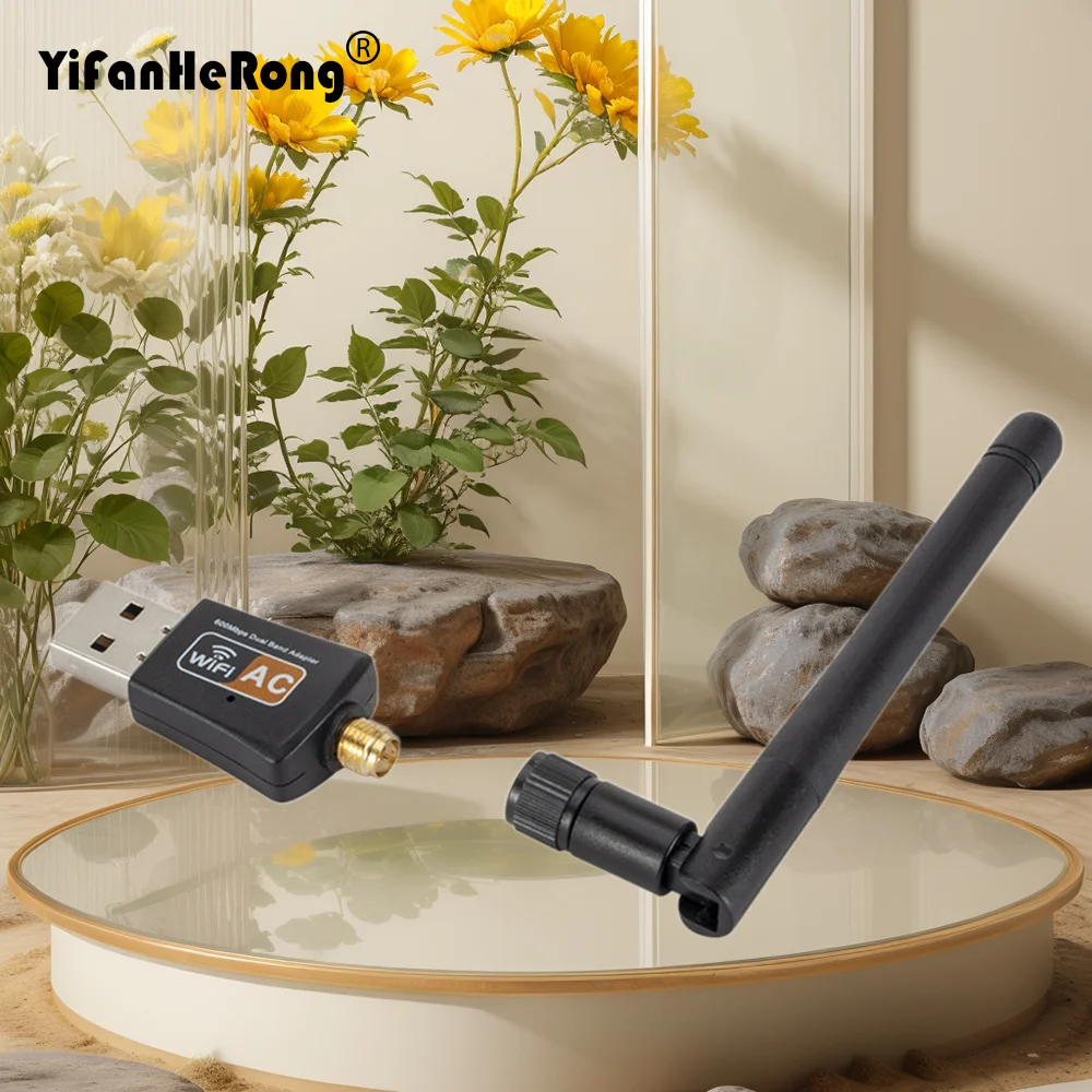 

Dual Band 600Mbps USB wifi Adapter 2.4GHz 5GHz WiFi with Antenna PC Mini Computer Network Card Receiver