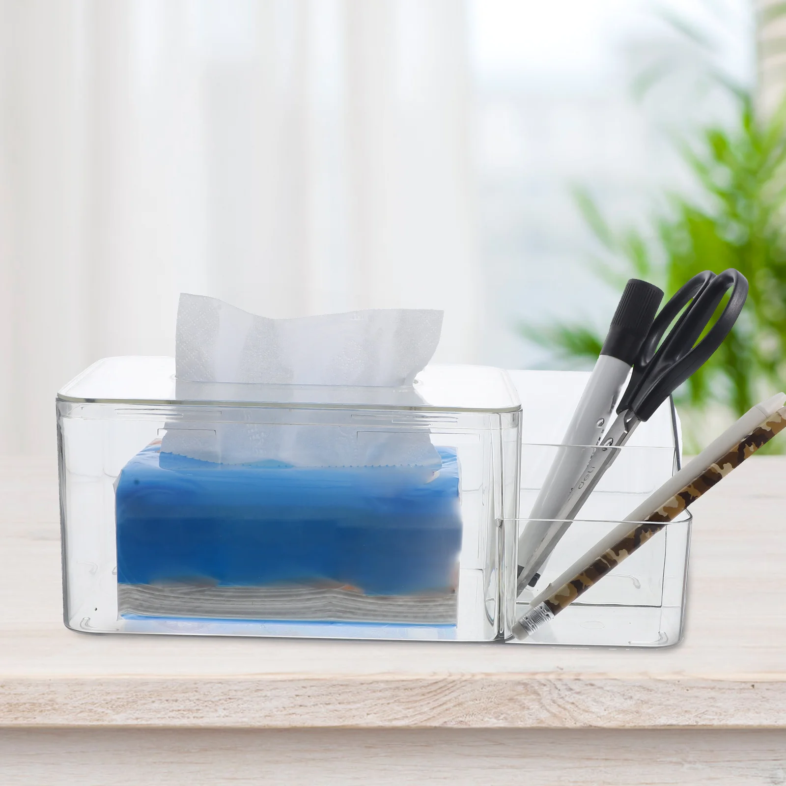 

Desktop Tissue Box Cover Rectangular Plastic Napkin Dispenser for Bathroom Bedroom Office Tissue Storage Holder