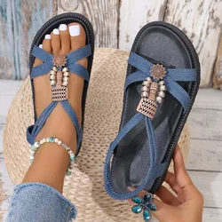 Women Solid Color Wedge Sandals Summer New Ankle Buckle Non Slip Gladiator Shoes Woman Fashion Chunky Platform Sandalias Mujer