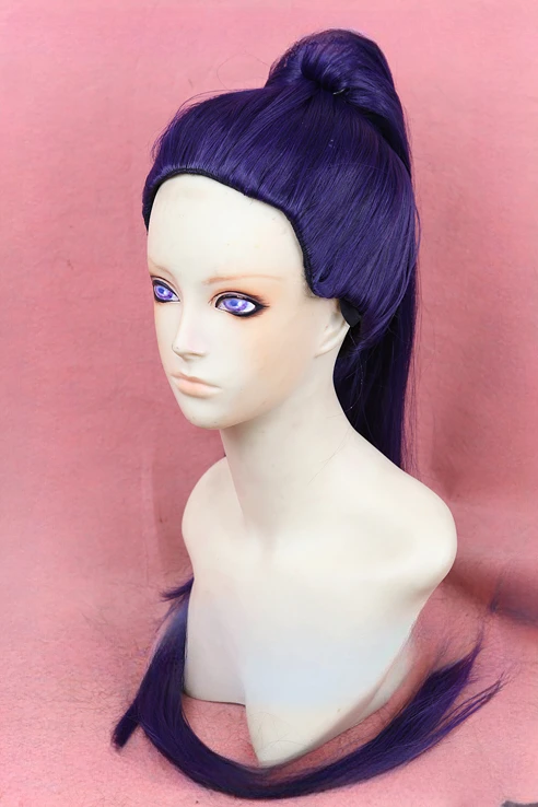 Game OW Widowmaker 100cm Long Dark Purple Amelie Lacroix Wig With Ponytail Heat Resistent Cosplay Costumes Wig