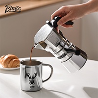 Bincoo Thermostatic Double valve Moka Pot Classic Aluminum Espresso Extraction Coffee Maker Barista Tools For 2 People Servings