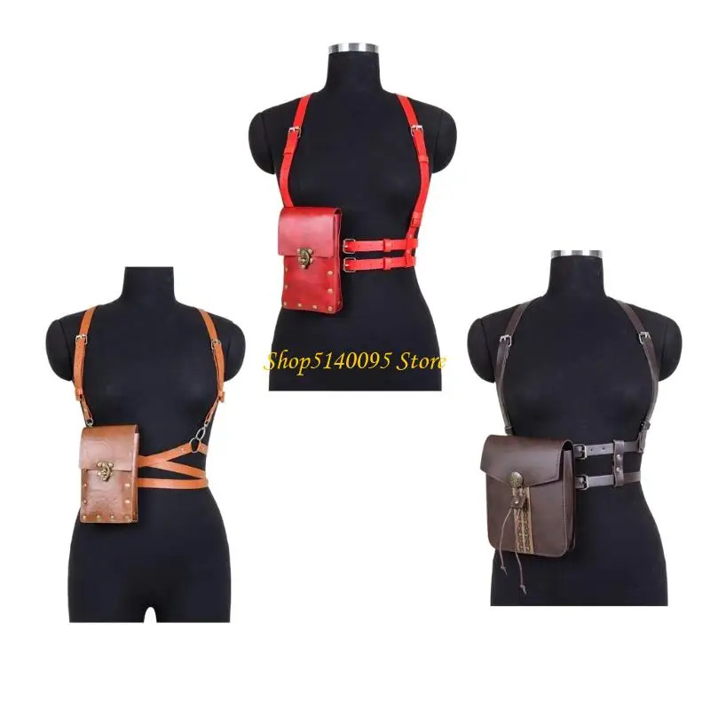 

DXAE Renaissances Leather Belt Fanny Pack Belt Accessories Halloween Party Cosplay Costumes Medieval Knight Costume