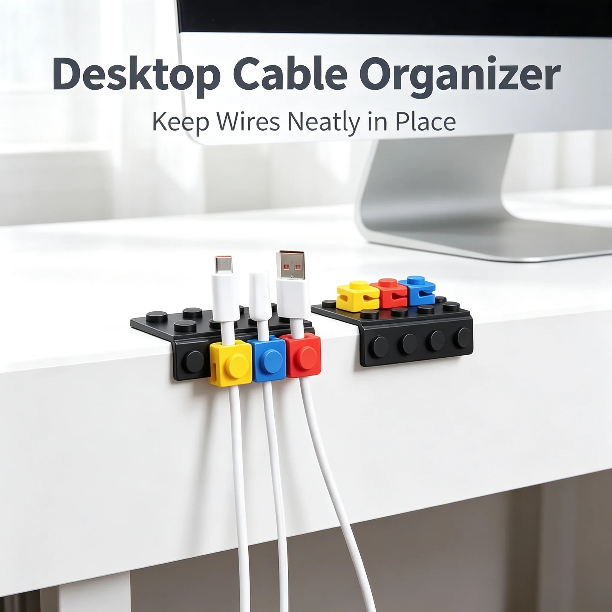 Building Block Wall Mounted Mobile Phone Data Cable Sorting and Storage, Charging Card Buckle Wiring, Data Cable Storage