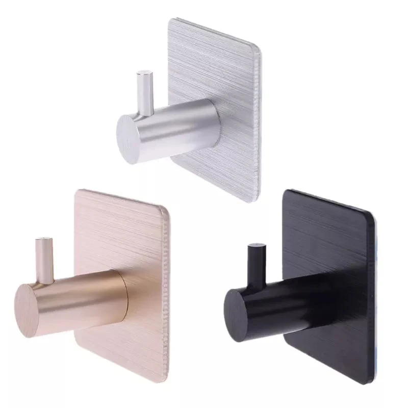 

Black Robe Hook Wall Hook Self-adhesive Towel Hook For Bathroom Stainless Steel Coat Hook Rustproof Hook Hanger For Kitchen