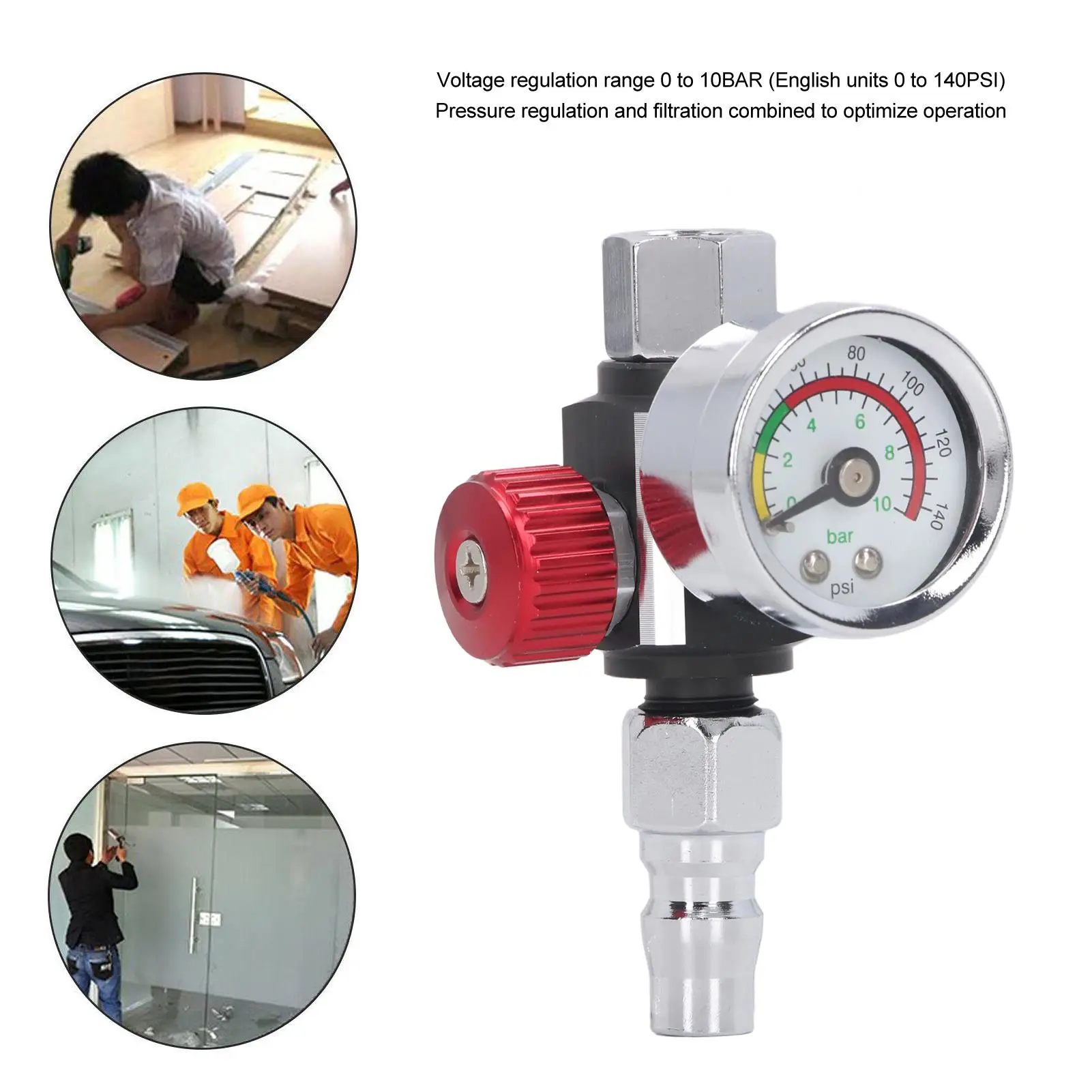 

Air Pressure Regulator for G1/4in Paint Spray - Quick & Accurate Adjustment 0-10BAR
