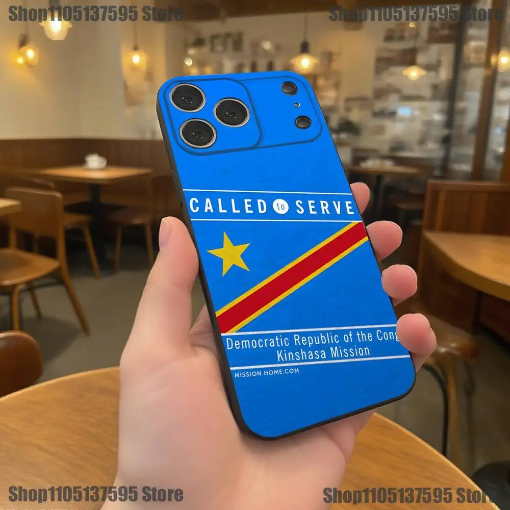 Чехол для телефона с флагом Демократической Республики Конго для iPhone 17,16,15,14,13,12,11,Pro,XS,Max,XR,Plus,E,SE4,Mini Black Soft Cover