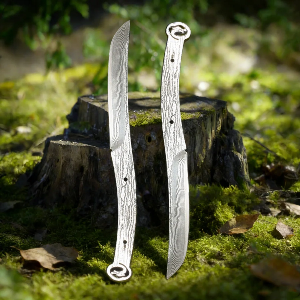 1Pc Straight Blade Handmade Accessories Damascus Steel Fruit Knife Blank Semi-Finished Knife DIY Knife Making Handcraft Supplies