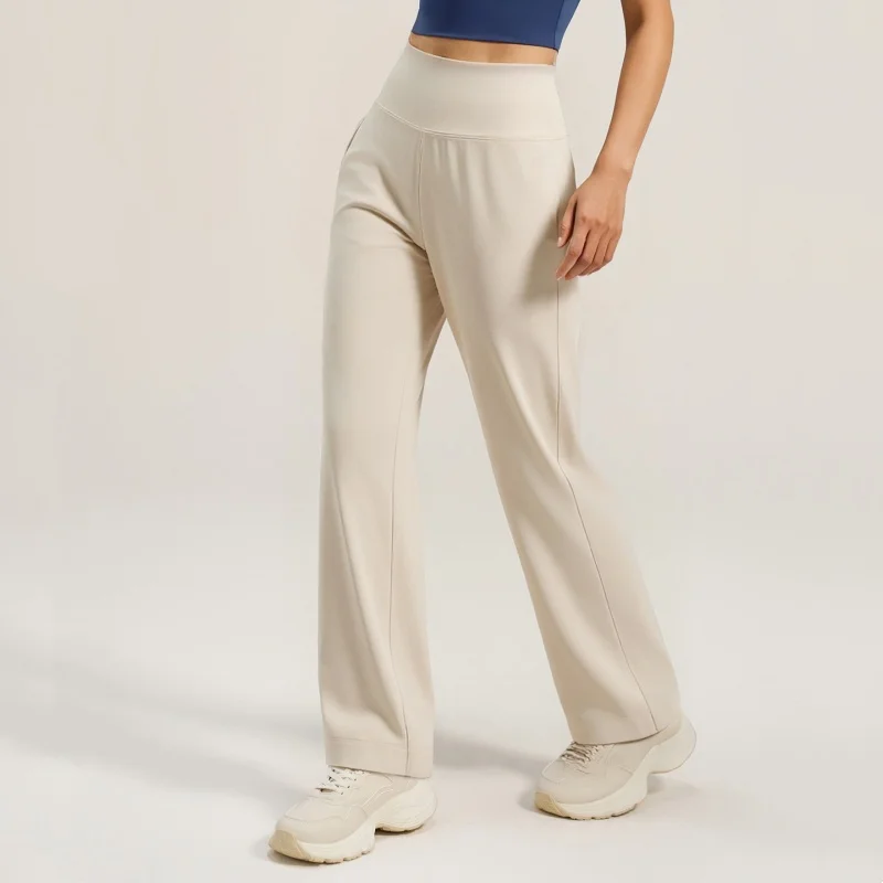 New Women's Pilates Straight Leg Yoga Pants Hip Lifting Tight Fitting Wide Leg Pants Outdoor Sports Running Casual Fitness Pants