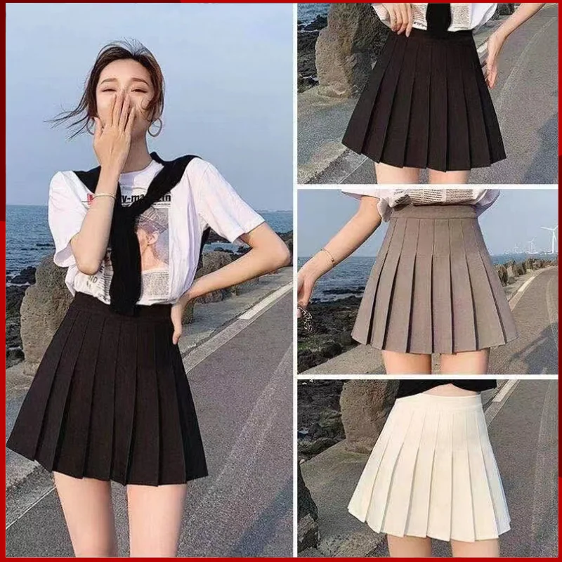 Pleated Skirt Women's Half Skirt New High Waisted and Slim with Liningsmall Student Dress College Style Anti Glare