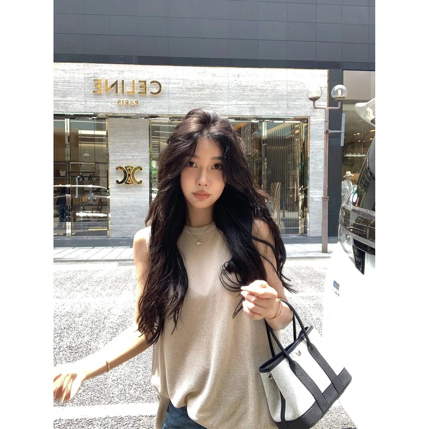 

Свободный льняной вязаный жилет для женщин, топ Garden of Angels, повседневная одежда для работы, 30-34 года, однотонный