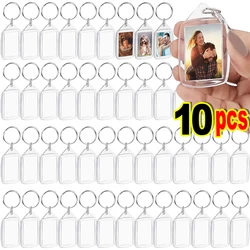 1/5/10pcs Transparent Photo Frame Keychain Acrylic Blank Keyring Clear Picture Pendant Tassels Snap-In Custom Insert Photoes