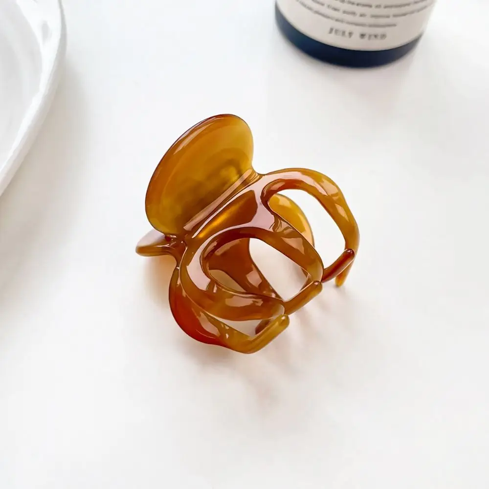Acetate Pumpkin Grab Clip Small Hollow Out High Ponytail Fixed Artifact Hairpin Hair Clips Korean Style Retro Mini Hair Claw