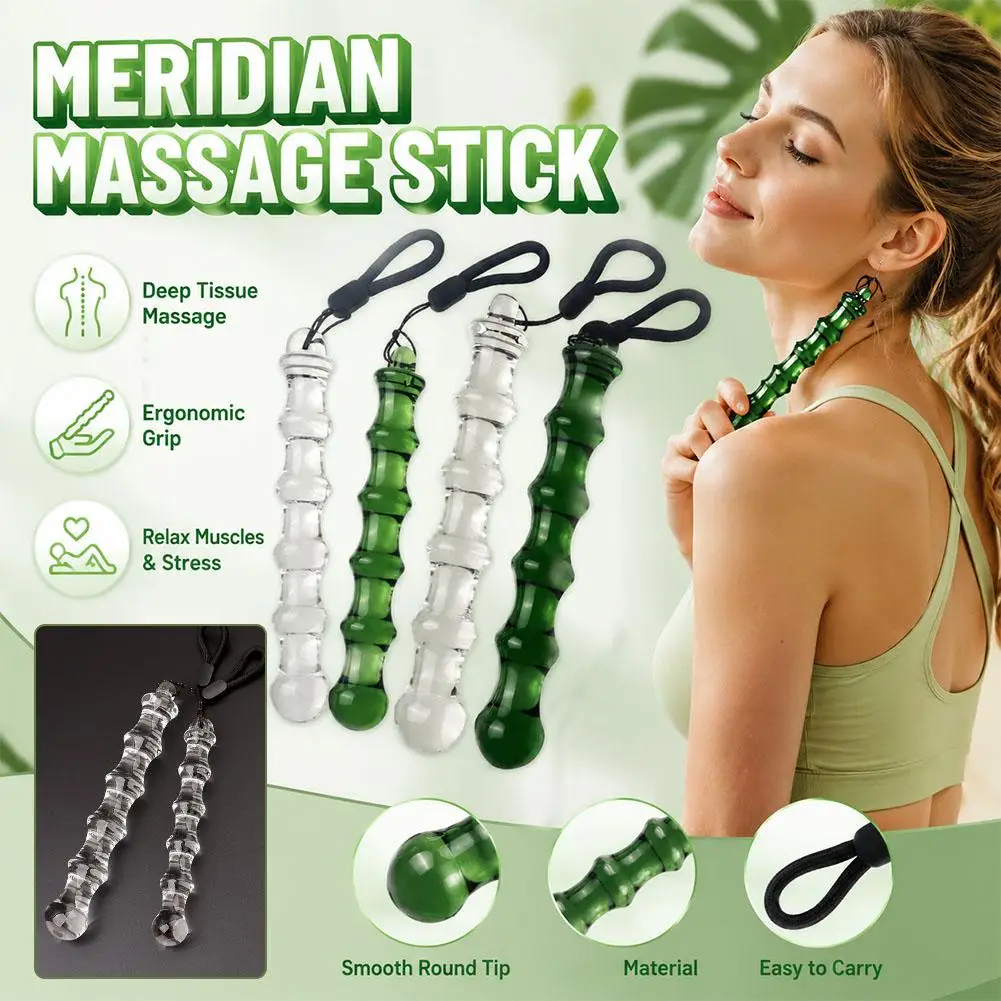 Upgrade Massage Stick Smooth Thornless Meridian Acupoint Sticks Muscle Relaxation Suitable For Shoulders Neck Hips Jade Massager