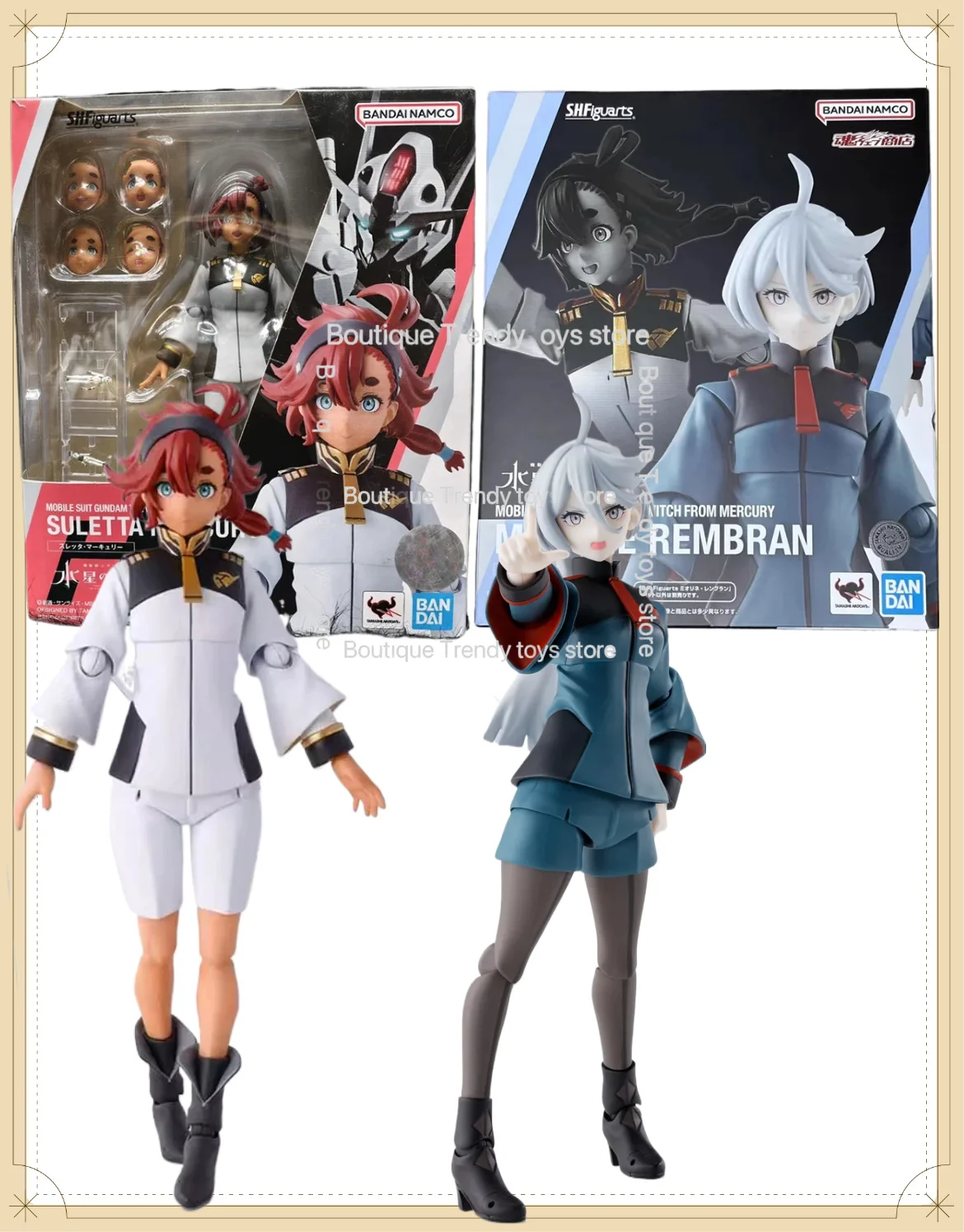 Bandai Genuine SHF Suletta Mercury Miorine Rembran Gundam The Witch From Mercury Anime Action Figure Model Toys Gift