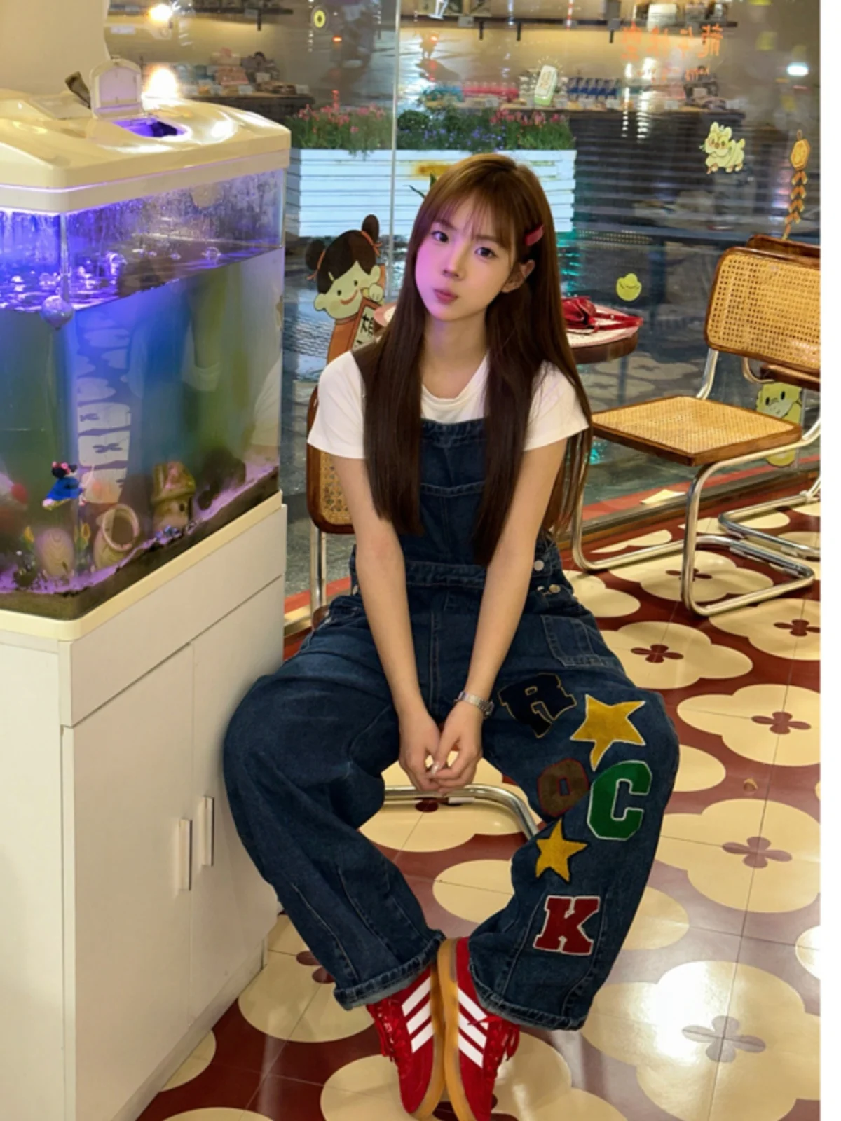 

American Retro Embroidery Design Denim Overalls Loose Casual Workwear ex Long Pants mid Waist Zipper Straight Leg Jeans