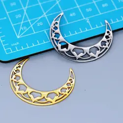 5PCS DIY Stainless Steel Mandala Crescent Moon Necklace For Women Bohemia Charm Pendant Necklace Gift