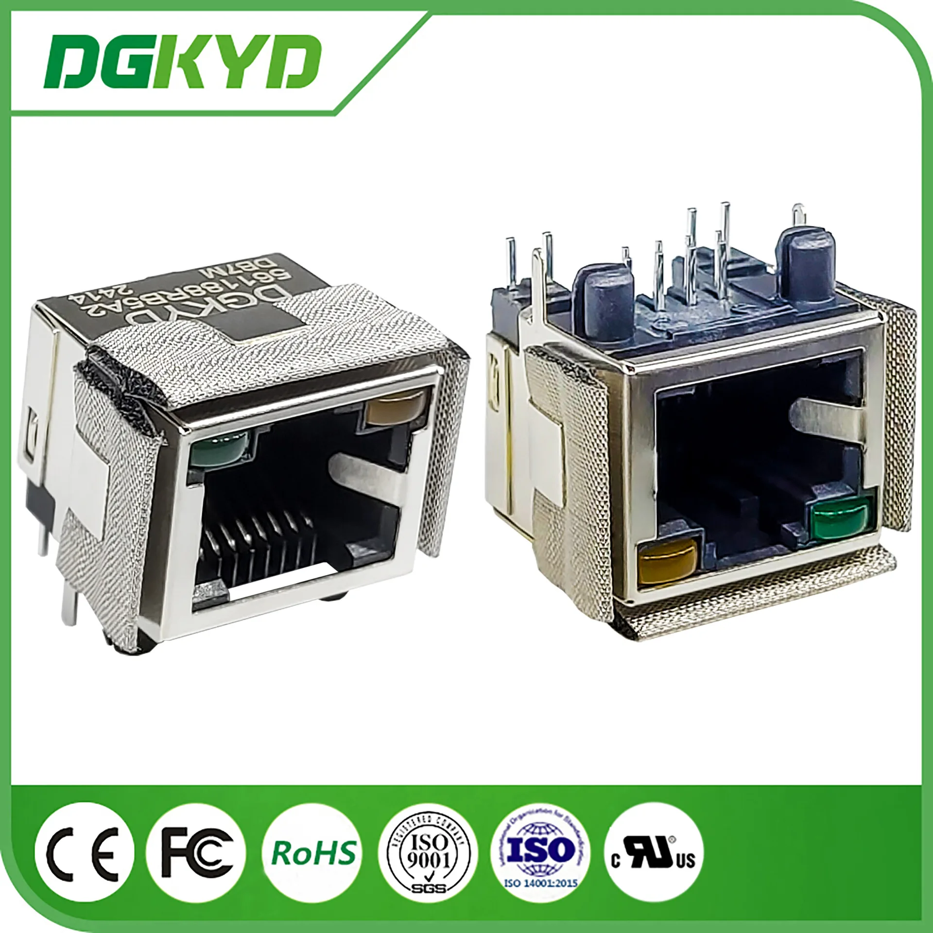 For RJ45 pass-through connector 8P8C with lamp and shield 50U interface DGKYD561188RB5A2DB7M