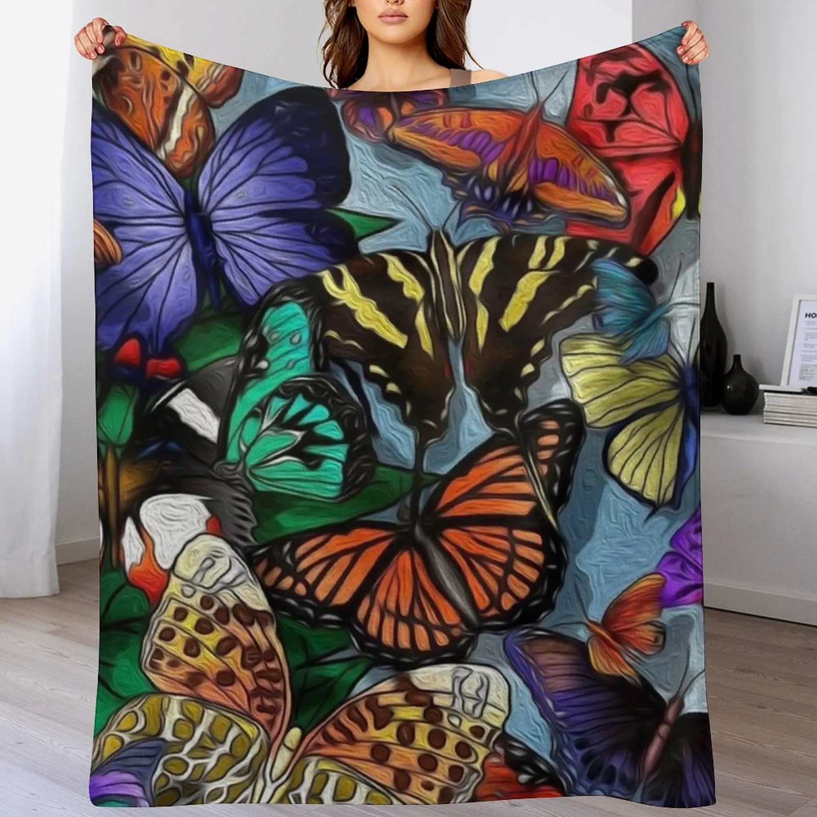 

WILD BUTTERFLIES Throw Blanket Cozy Sofa Blanket for TV Watching Napping
