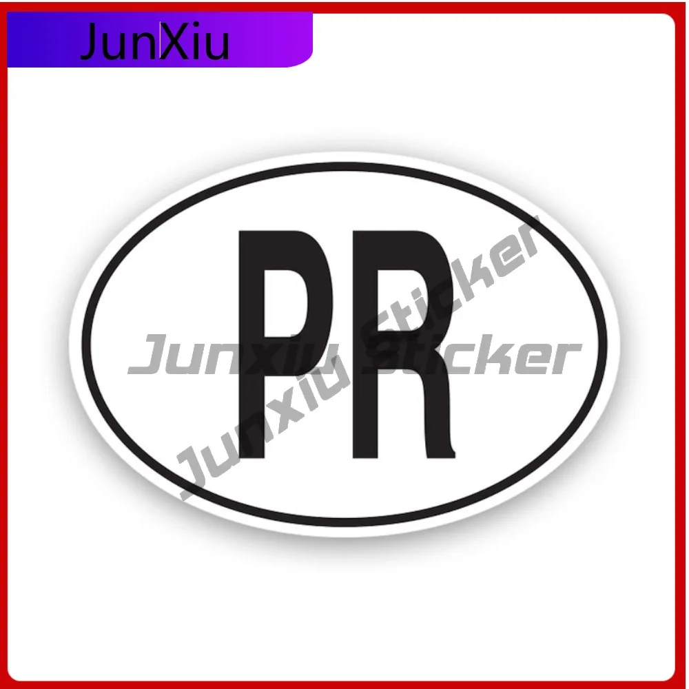 

Pr Puerto Rico Country Code Oval Cute Window Waterproof Vinyl Decal For Car Bumpers Outdoor Protection High Quality Fun