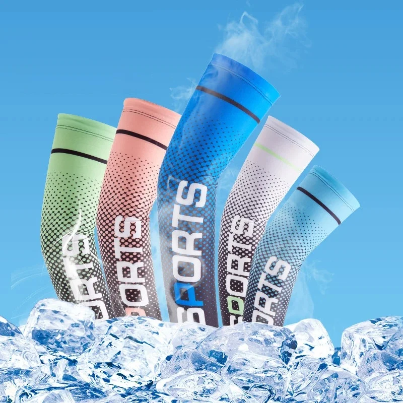 Summer Cycling Sleeves for Men Women Cooling Arm Warmer Ice Silk Breathable Elastic Outdoor Running Sports Hiking Arm Cover