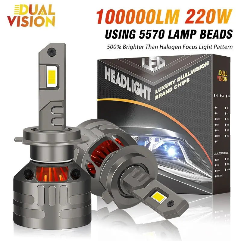 220W 100000LM H7 LED Canbus Car Headlights Bulbs 4300K H4 H1 HB3 HB4 9005 9006 H11 9012 LED 6000K 5570 CSP LED Turbo 12V Fog Led